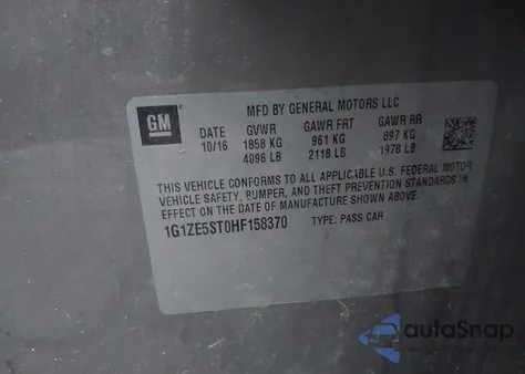 2017 Chevrolet Malibu 1Lt из США, поврежденный, VIN 1G1ZE5ST0HF158370